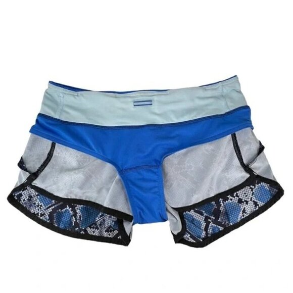 Lululemon Speed Shorts Mini Ziggy Snake Print Running Blue Black Gray Size 4 EUC - Picture 3 of 7